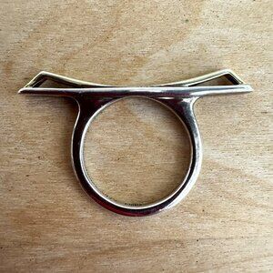 ELIZABETH AND JAMES 925 STERLING SILVER Two Tone Gold Silver Bar Ring - Size 8